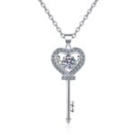 925 Sterling Silver Lock of Love Necklace with 0.5ct Moissanite for Women, Engagement, Factory Direct