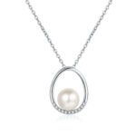 S925 Silver Moissanite Pearl Necklace Oval Pendant Elegant Daily Commute Clavicle Chain