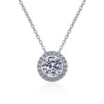 925 Sterling Silver Moissanite Necklace for Women Round Bezel Pendant Minimalist Korean Style Live Hot Sale Factory Direct