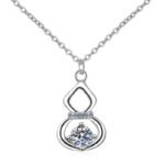 S925 Sterling Silver Necklace for Women with 0.5ct Moissanite Gourd Pendant, Four-Prong Setting, Collarbone Chain, Wholesale