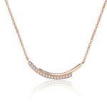 S925 Sterling Silver Moissanite Champagne Gold Necklace for Women, Smile Row Diamond Line Chain, Minimalist High-End Cool Tone