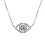 S925 Silver Angel Eye Moissanite Micro Pave Necklace