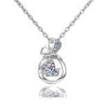 S925 Sterling Silver Pendant 30-Point Lively Money Bag Moissanite Necklace Collarbone Chain Factory Direct