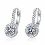 S925 Sterling Silver Earrings Round Moissanite Stud Earrings Simple Women's Jewelry Wedding Gift