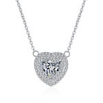 S925 Sterling Silver Heart Moissanite Necklace for Women, Clavicle Chain, Small Accessory, Factory Wholesale