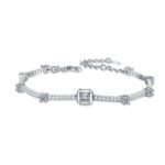 S925 Sterling Silver Moissanite Square Bag Bracelet, Vintage Minimalist Sugar Cube Design, Exquisite Gift for Women