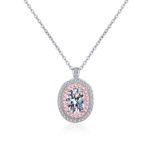 S925 Sterling Silver Necklace Women Moissanite Oval Pendant Rose Gold Tone Collarbone Chain Wholesale