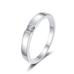 925 Silver Princess Cut Simple Band Ring with 30-Point Moissanite, Unisex