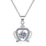 S925 Sterling Silver Crown Pendant Necklace for Women, Moissanite, Layering Chain, Factory Direct Wholesale