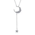 S925 Silver Star Moon Pendant Moissanite Necklace