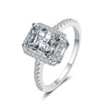 925 Sterling Silver Ring for Women with Micro-Set Stones, 1 or 2 Carat Moissanite, Four-Prong, Fancy Cut