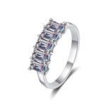 S925 Sterling Silver Ring for Women, Emerald Cut Moissanite Ring, Factory Wholesale