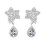 S925 Silver Earrings for Women Maple Leaf Drop Moissanite Stud Earrings Factory Direct Wholesale