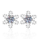 S925 Sterling Silver Moissanite Snowflake Earrings for Students, Factory Direct