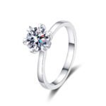 S925 Sterling Silver Heart Six-Prong Moissanite Ring for Women Wedding Ring Factory Direct Wholesale