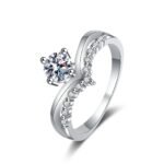 V-Shape Micro-Set Moissanite Ring for Women, 925 Silver, Factory Direct