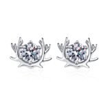 S925 Sterling Silver Earrings, Simple Style, 50-Point Claw-Set Moissanite Studs