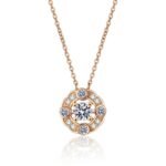 S925 Sterling Silver Four-Prong Moissanite Champagne Gold Necklace Pendant for Women, Fresh and Elegant Daily Style