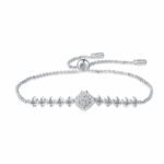 S925 Sterling Silver Moissanite Bracelet Cubic Zirconia Adjustable Chain Minimalist Style