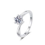 925 Silver Ring for Women Simple Snowflake 30/50 Point Moissanite Ring Factory Direct