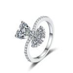 S925 Sterling Silver Moissanite Ring for Women Heart Bouquet Style Elegant Gift for Girlfriend
