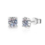 S925 Sterling Silver Bull Head Earrings for Women, Simple Wedding Moissanite Studs