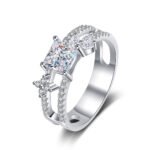 S925 Sterling Silver Women's Wedding Ring Factory Direct Wholesale Princess Cut Moissanite Ring