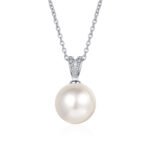 S925 Sterling Silver Clavicle Chain Necklace for Women 10mm Flawless Freshwater Pearl Simple Moissanite Necklace