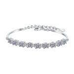 S925 Silver Bracelet with Moissanite and CZ Stones for Women