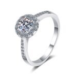 S925 Sterling Silver Moissanite Ring Four Prong Round Setting Factory Direct