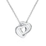 S925 Silver Interlocking Hearts Moissanite Necklace Rose Gold Plated Choker